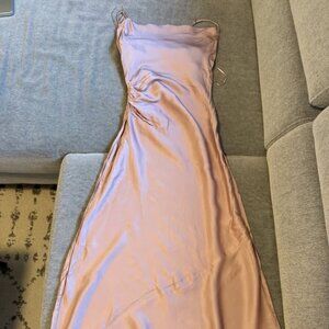 ZARA Satin Slip Camisole Strappy Midi Dress Light Pink